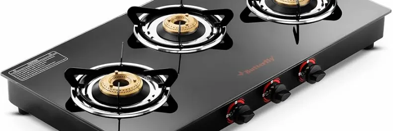 Butterflyindia Glass Top LPG Stove 3 Burners
