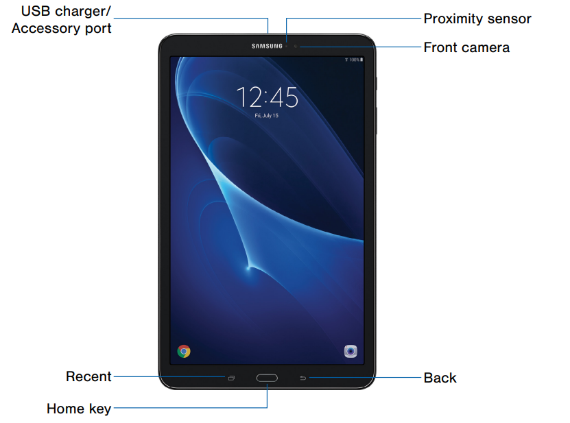 Samsung Galaxy Tab A T580-Front View