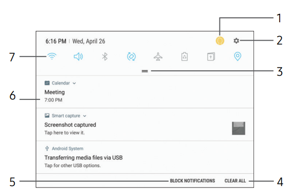Samsung Tab S2 T810-Notification Panel