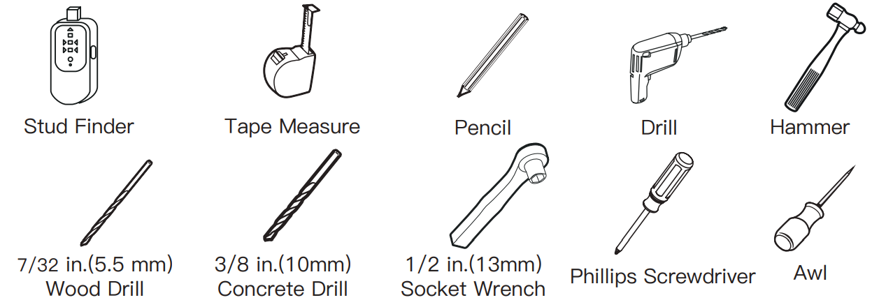 perlesmith_tv_wall_mount_pslf6-tools_needed.png