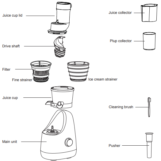 parts_name_and_accessories_comfee_slow_masticating_juicer_mj-wjs2005pw.png