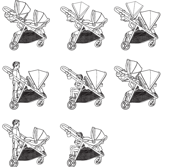 Graco READY2GROW 2.0 Double Stroller-Use Positions