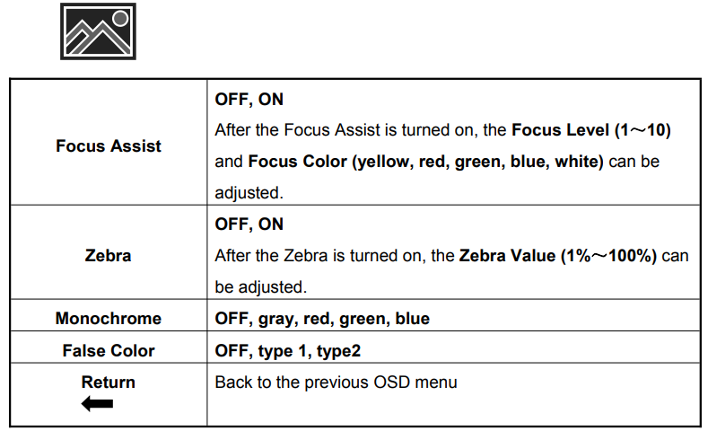 Feelworld Touch Screen Monitor LUT7-US-Menu Function Instruction-A
