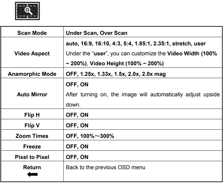 Feelworld Touch Screen Monitor LUT7-US-Menu Function Instruction-D