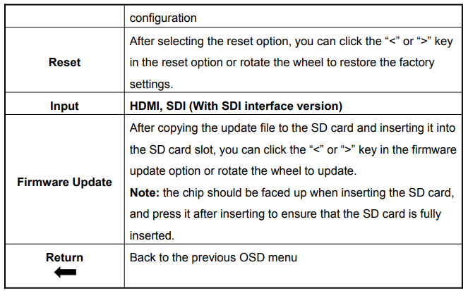 Feelworld Touch Screen Monitor LUT7-US-Menu Function Instruction-J