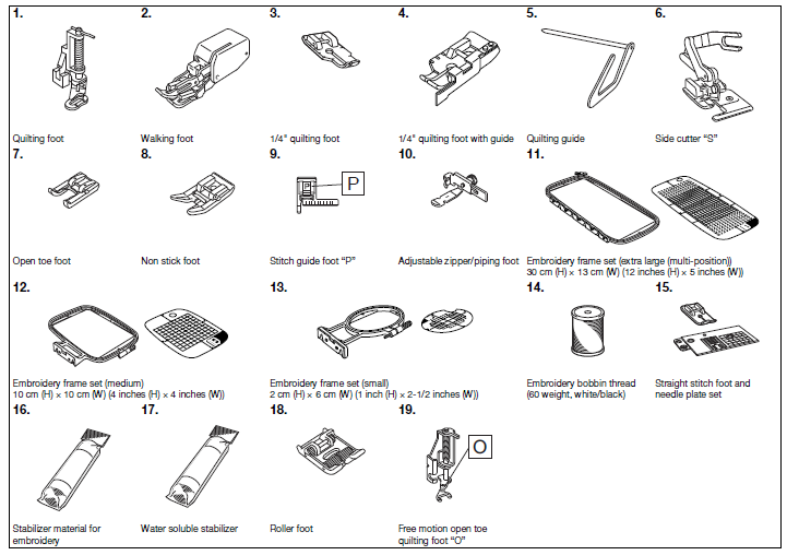 Brother Embroidery & Sewing Machine 888-L01-Optional accessories