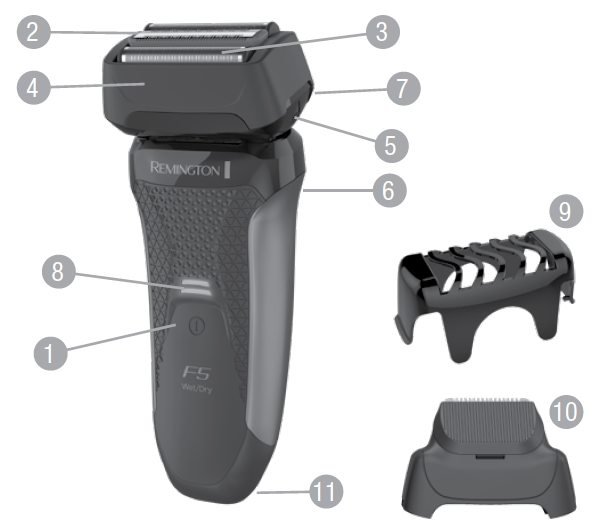 Remington Wet & Dry Foil Shaver F5500AU-KEY PARTS