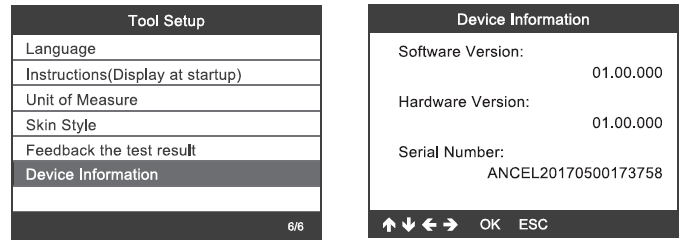 Anceletch Diagnostic Tools BM500-Device Information
