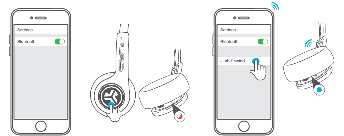 JLab Rewind Wireless Retro Headphones-BLUETOOTH PAIRING