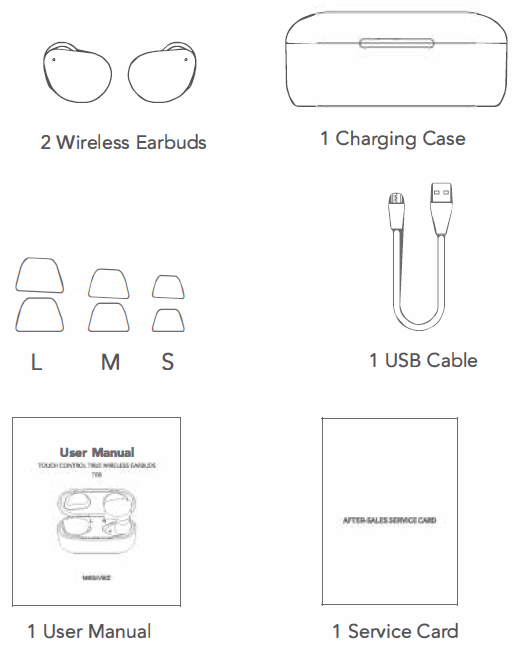 Megivez T08 True Wireless Earbuds-Package Included