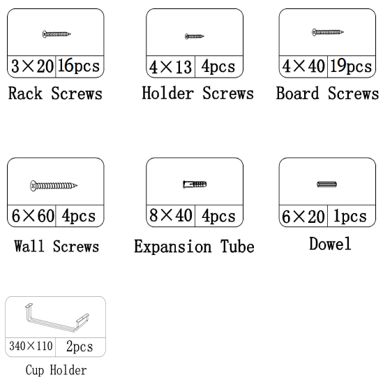 Costway Wine Rack HW57400-Hardware List