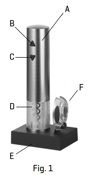 Sharper Image Rechargeable Wine Opener with Wine Opener-Parts