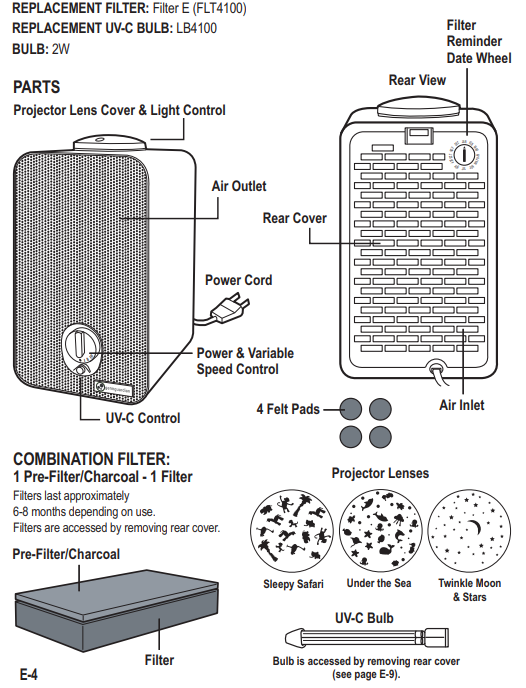 Guardian Technologies 4-in-1 Air Purifier-SPECIFICATION