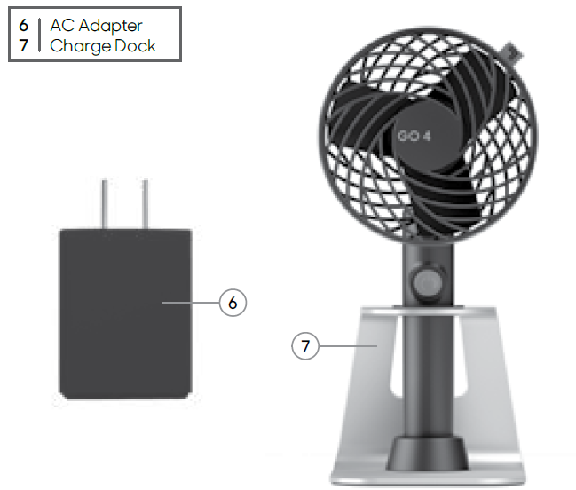 Sharper Image GO 4 Rechargeable Handheld Fan-MODEL GO4C ONLY