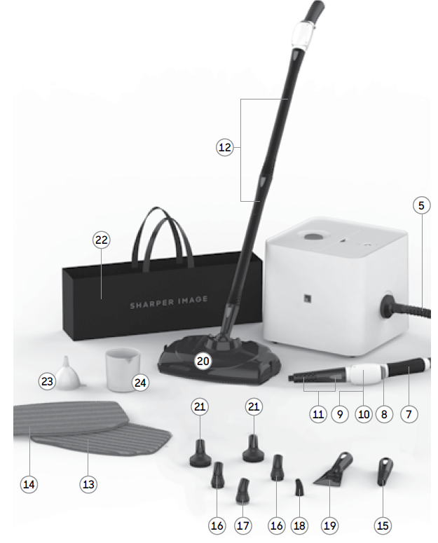 Sharper Image CANISTER STEAM CLEANER SI-380-UNIT FEATURES & ACCESORIES A