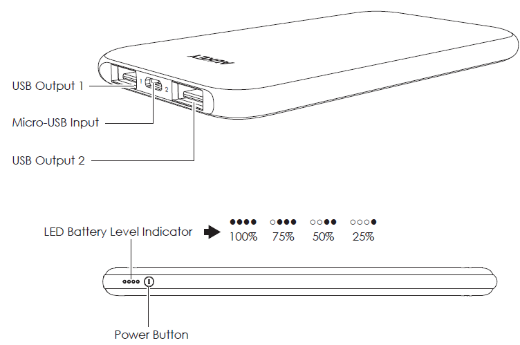 Aukey Power Bank 5000mAh-Diagram