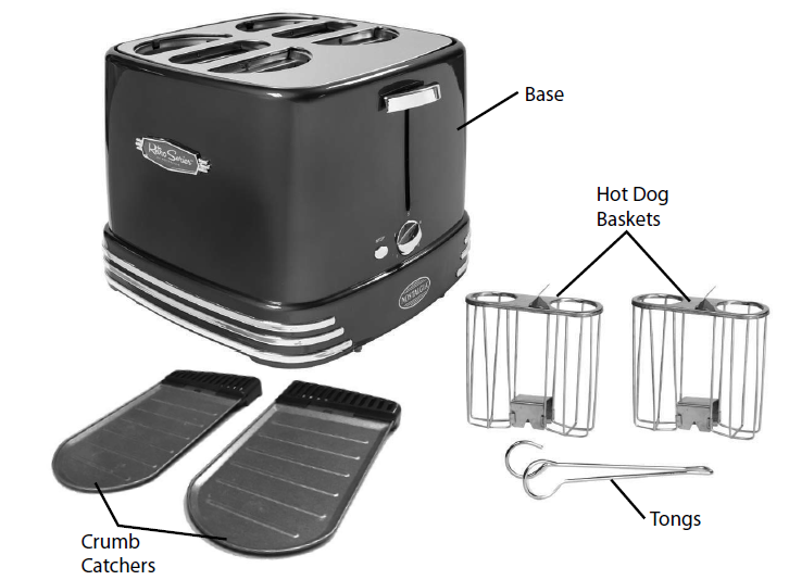 Nostalgia 50s-Style Pop-Up Hot Dog Toaster-PARTS