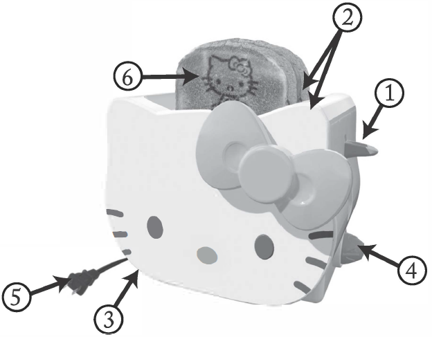 UNCANNY BRANDS Hello Kitty Two-Slice Toaster-MAIN COMPONENTS