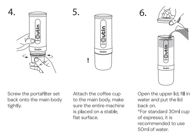 outin Portable Electric Espresso Machine-use-d
