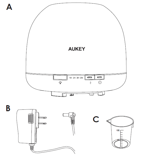 Aukey Ultrasonic Aroma Diffuser-Product diagram