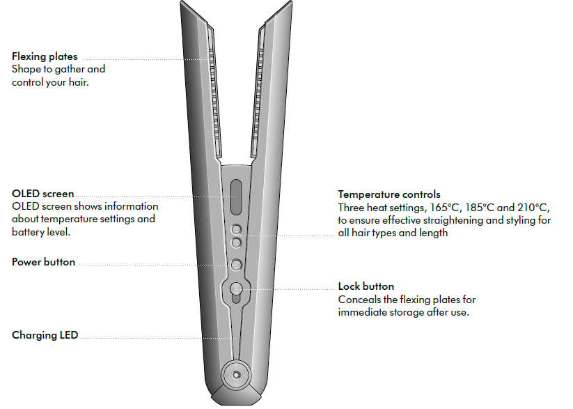 Dyson Corrale Hair Straightener-Controls