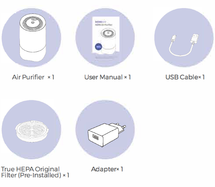 Rosekm HEPA Air Purifier AP001R-Package Contents