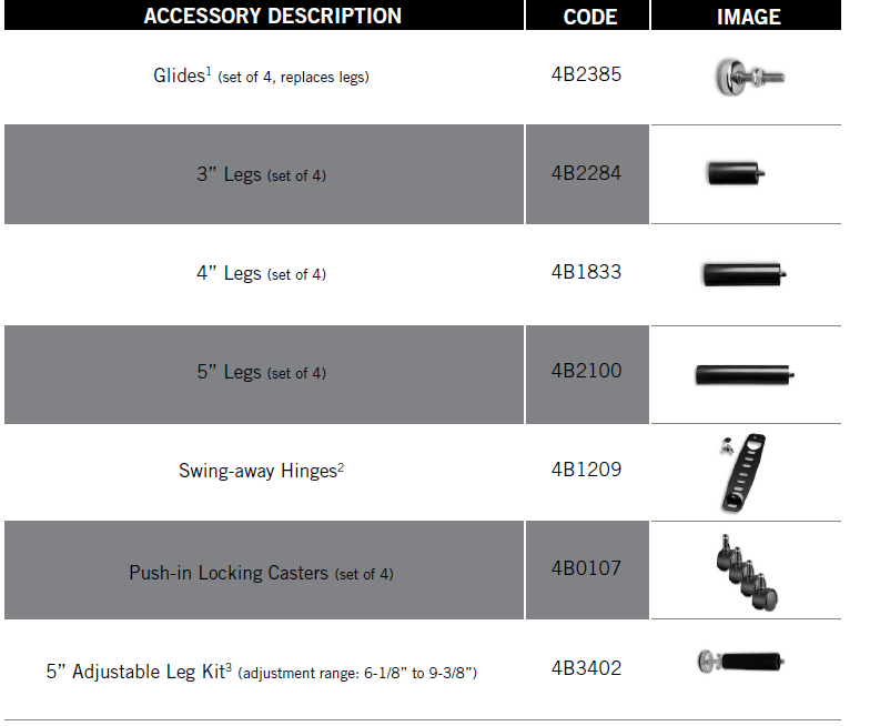 Leggett and Platt Simplicity 3.0 and S-Cape 2.0 Adjustable Bed Bases-accessories