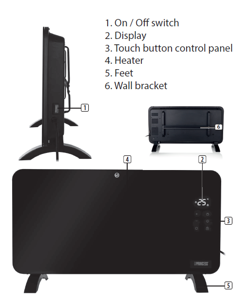 Princess Smart Glass Panel Heater-description