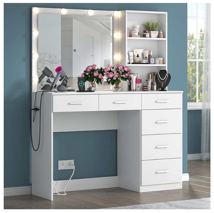 gyfimoie Vanity Desk with Lights JY1932BSOM -PRODUCT