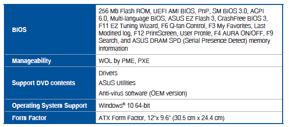 ASUS PRIME X470-PRO Motherboard-specifications summary E