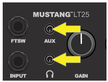 Fender MUSTANG LT25 Guitar Amplifier-AUXILIARY INPUT AND HEADPHONE OUTPUT
