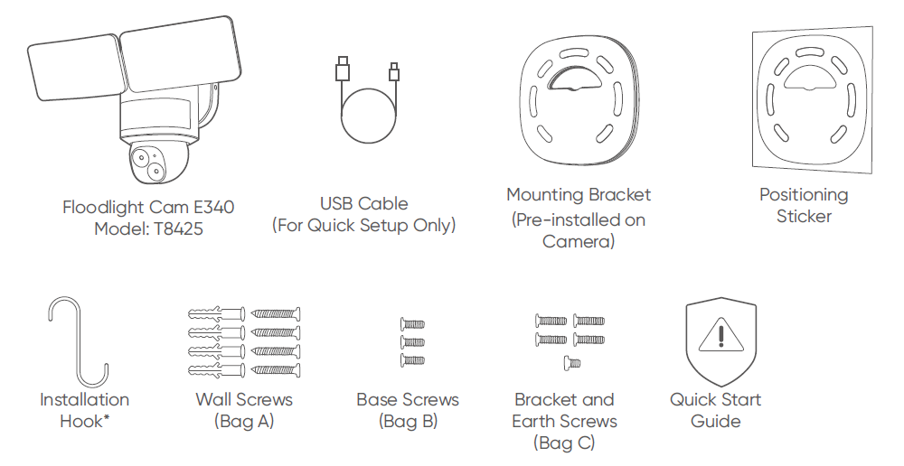 Eufy Security Floodlight Cam E340-WHAT'S IN THE BOX