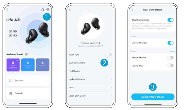 Soundcore Life A3i Earbuds-Dual Connections