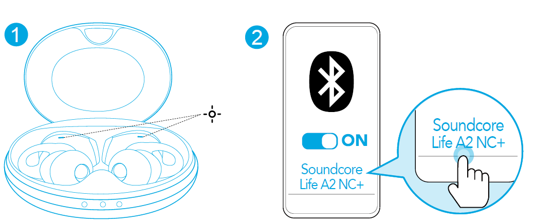 Soundcore Life A2 NC+ Wireless Earbuds-Bluetooth Pairing