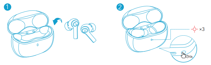 Soundcore Life P2i Hybrid Earbuds-Reset