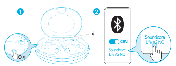 soundcore Life A2 NC Wireless Earbuds-Bluetooth Pairing-a