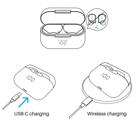 Tozo NC7 Crystal Buds-Charging