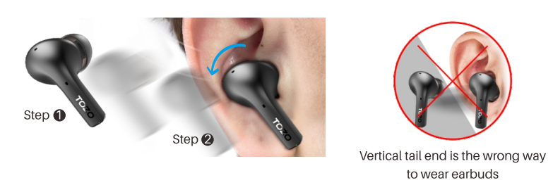 TOZO E2 Stereo Earbuds-wear