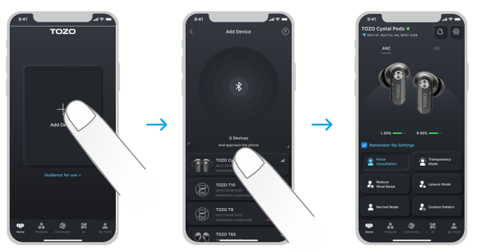 tozo Crystal Pods Wireless Earbuds-app-b
