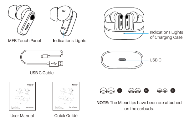 tozo Crystal Pods Wireless Earbuds-product-a