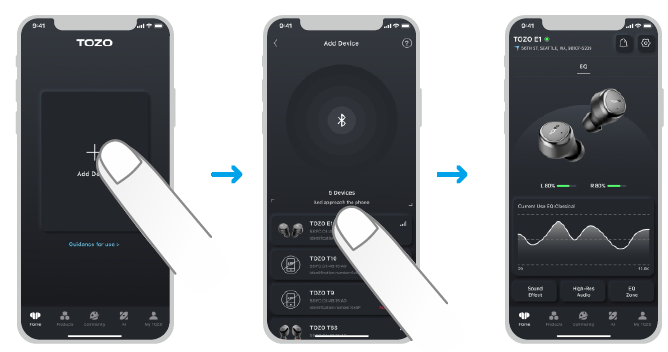 Tozo E1 True Wireless Stereo Earbuds-TOZOAPP pairing C