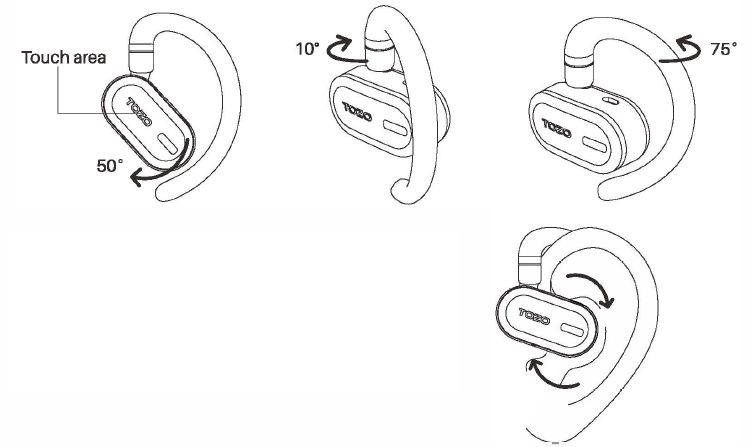 Tozo O2 Open Ear Headphones-Wearing