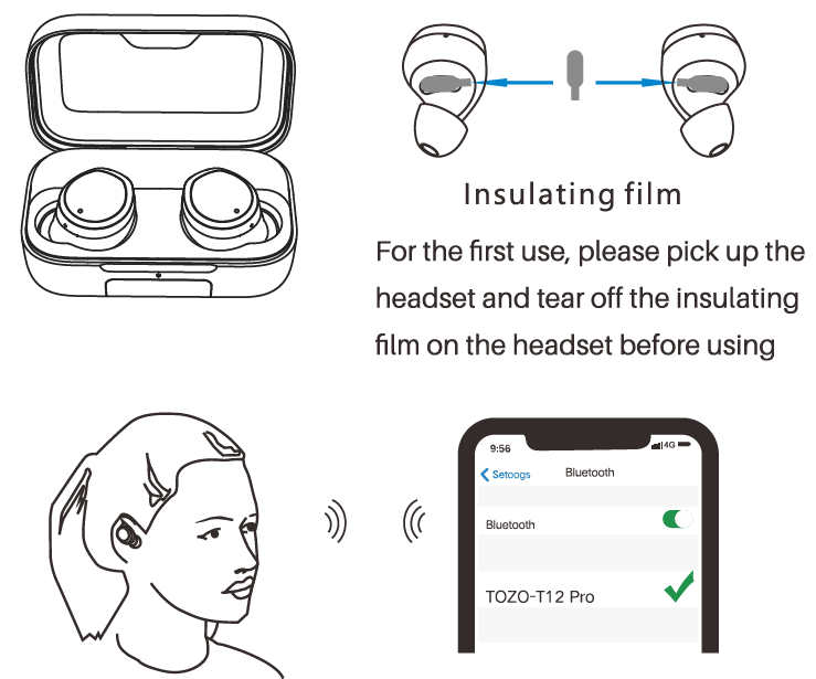 tozo T12 Pro Earbuds-wearing-a