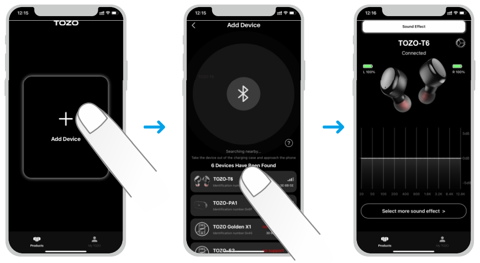 TOZO T6 Stereo Earbuds-TOZO APP pairing C