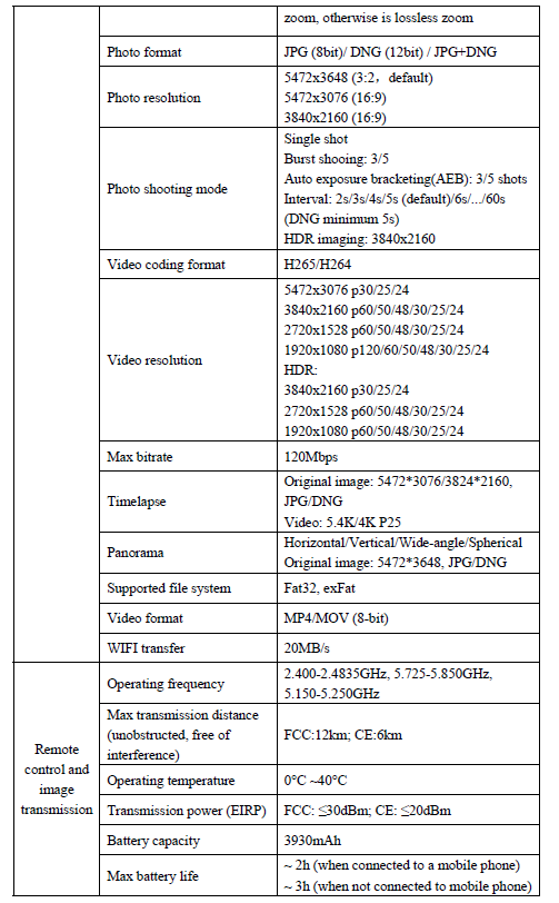 Autel Robotics EVO Lite Series Drone-Technical Specification E