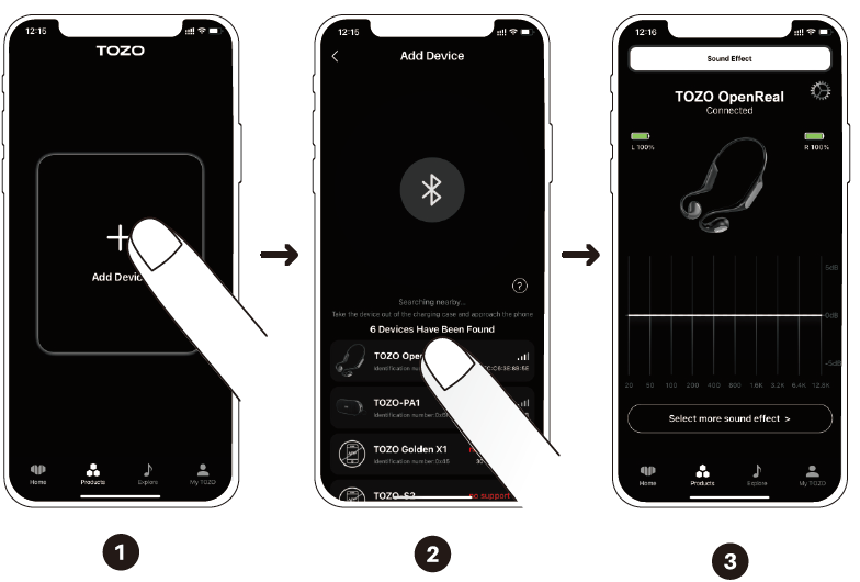 Tozo OPEN-EAR AIR CONDUCTION SPORT HEADPHONES-TOZO APP pairing C