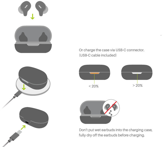 tozo HA1 Wireless Headphones-charging
