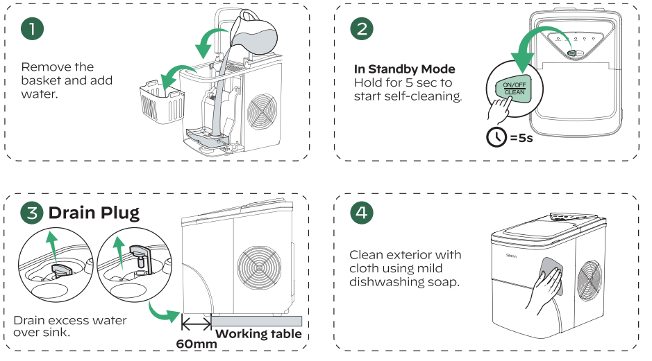 silonn Portable Automatic Ice Maker-cleaning-a