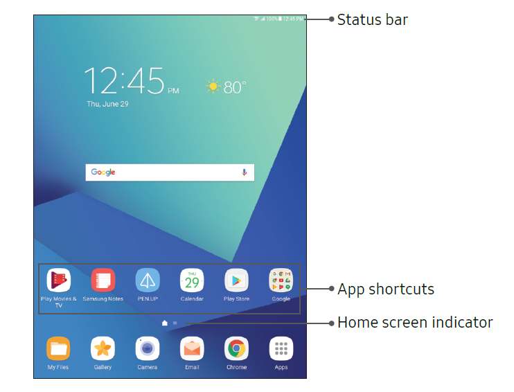 Samsung Galaxy Tab S3 T827V-Home Screen