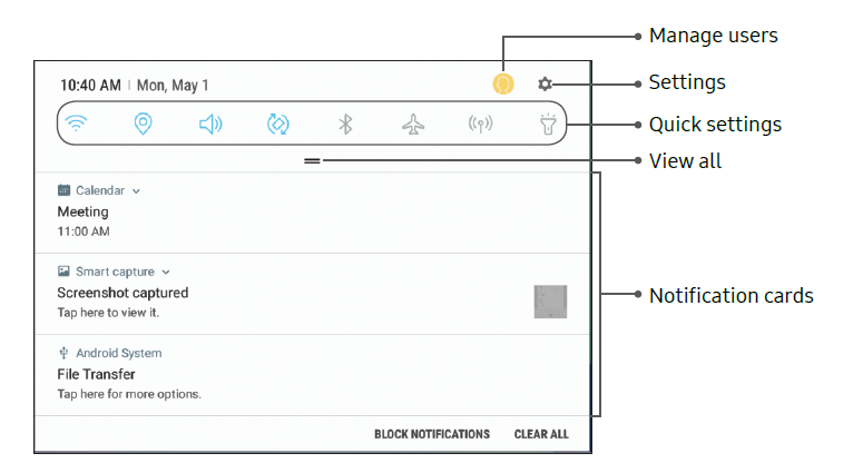 Samsung Galaxy Tab S3 T827V-Notification Panel